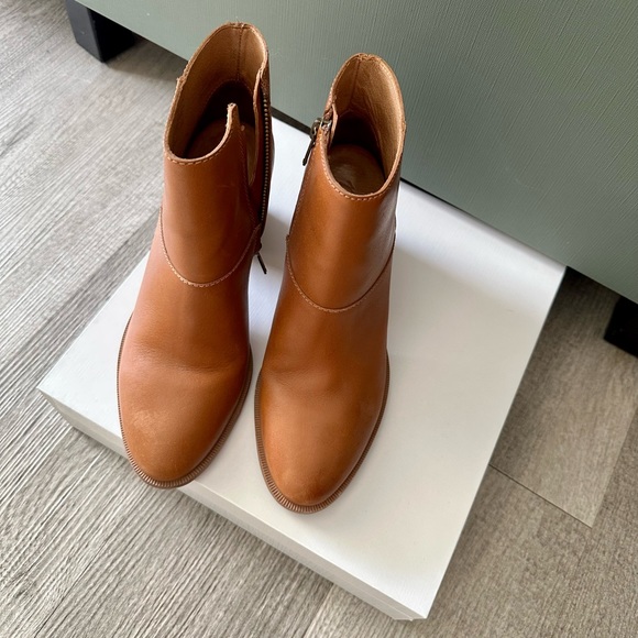 Leather Ankle Boots: Madewell Mira Side Seam Ankle Boot in English Saddle - Picture 3 of 5